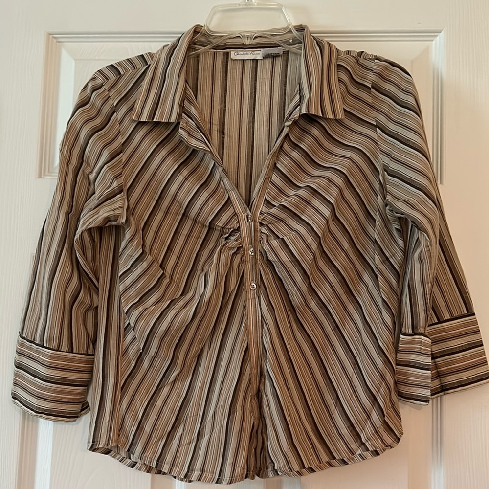 🤎VINTAGE Charlotte Russe 3/4 3 Striped Button Top🤎
